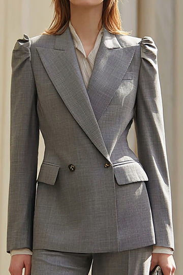 Costumes d’affaires 2 pièces gris à revers en pointe
